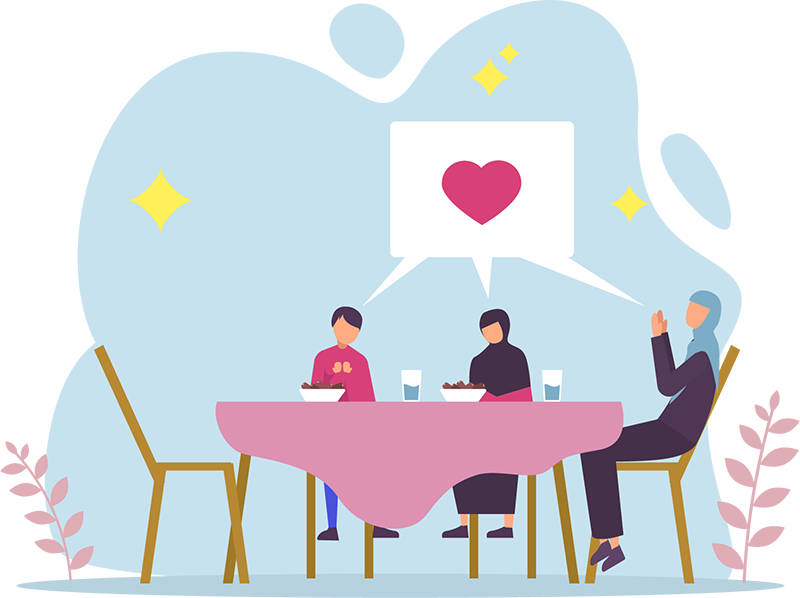 orphaned family eating – illustration – version1